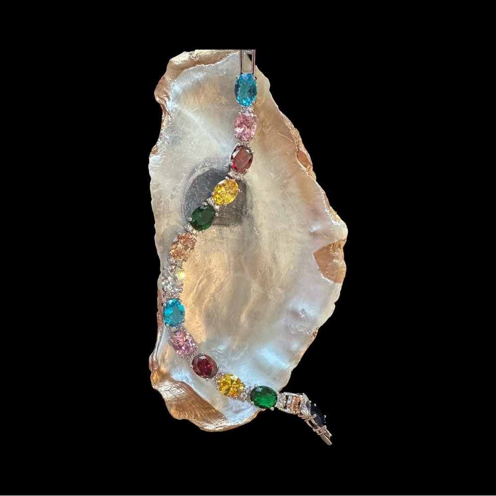Multi color stone tennis bracelet